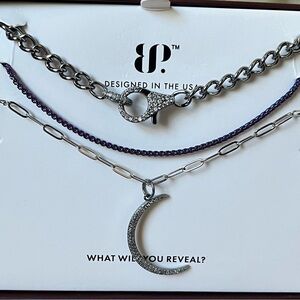 BP Retro Luxe Layers Shock Everyone, Girl - CZ Crescent Moon Necklace Set